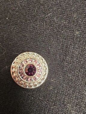 STYLE DITS Original Silver Tone Purple & Pink Crystal Round Snap